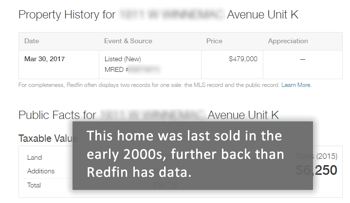 This home only shows the current listing price on Redfin's property history.