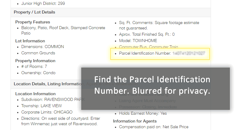 Look for the Parcel Identification Number under the Property Details