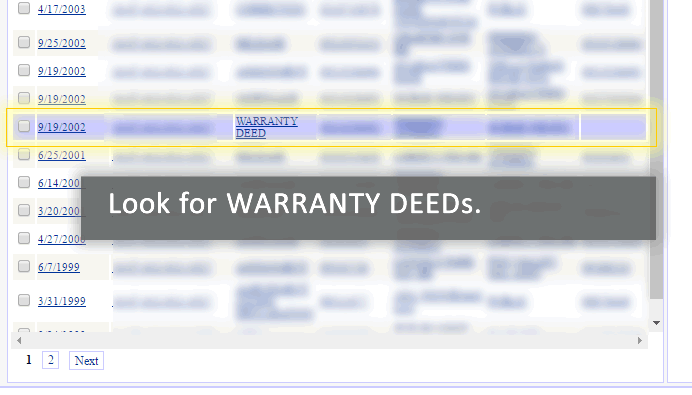 Find the warranty deed transactions.